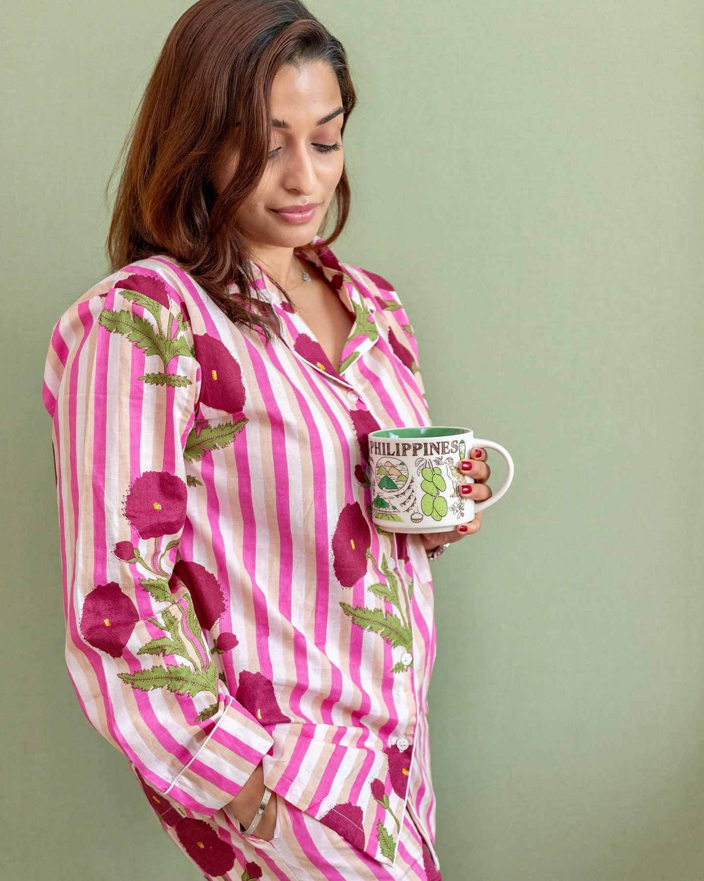 Gulaabi Bagh Pink Floral Cotton Pajama Set Soft Stylish
