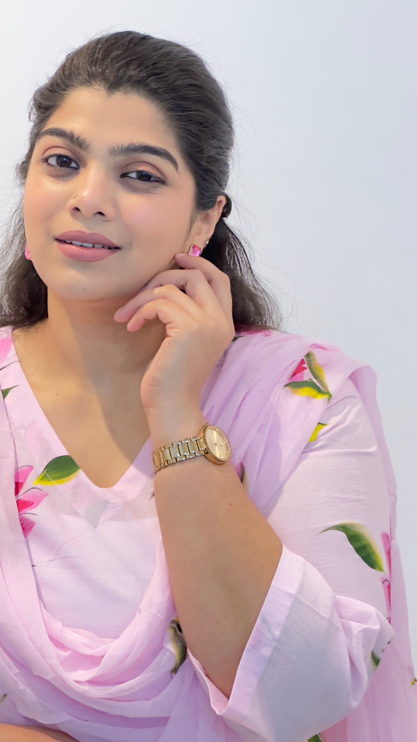 Phool - Pink Hand-Painted Floral Cotton Suit Set