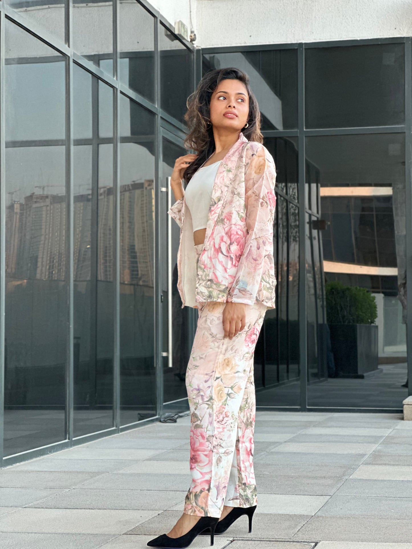 Blush Bloom - Pink Floral Power Co-ord Set