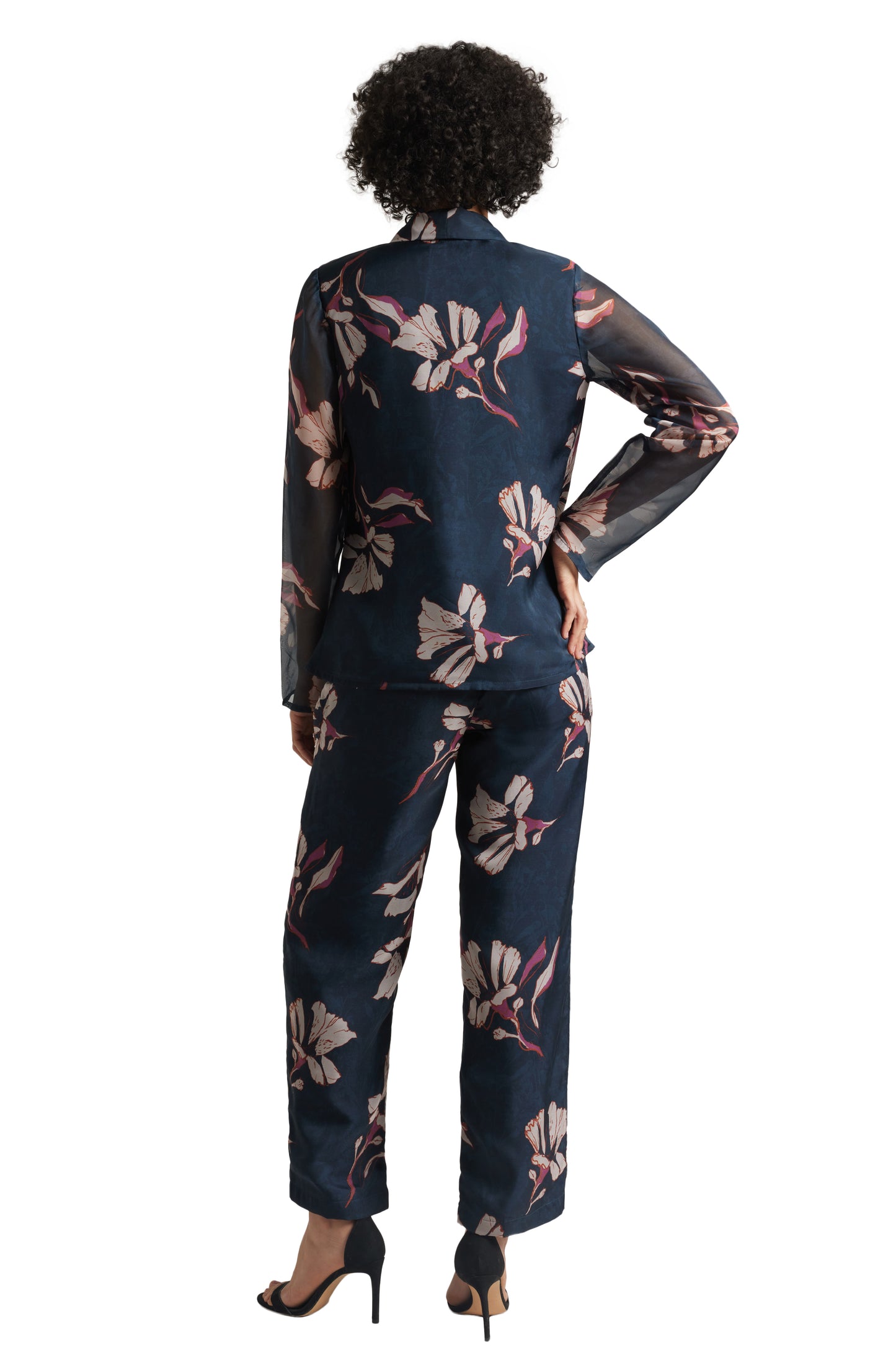 Nocturne Bloom - Blue Floral Power Co-ord Set