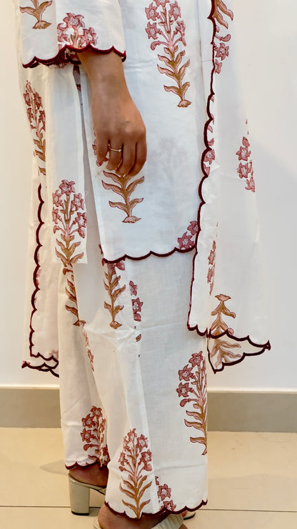 Mahira - White Embroidery Cotton Suit Set